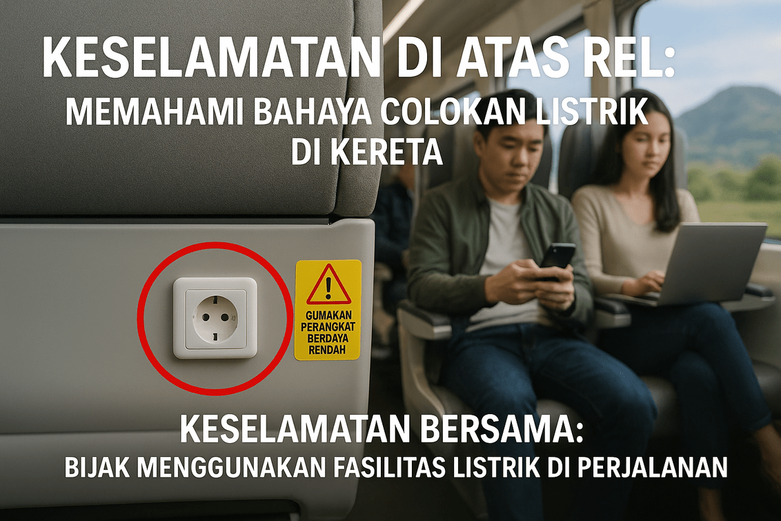 "Waspada! Jangan colok sembarangan di gerbong kereta demi keselamatan bersama."