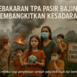 Asap tebal membubung dari TPA Pasir Bajing, Garut akibat kebakaran hebat.