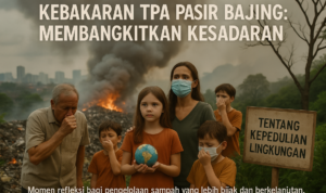 Asap tebal membubung dari TPA Pasir Bajing, Garut akibat kebakaran hebat.