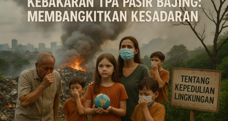 Asap tebal membubung dari TPA Pasir Bajing, Garut akibat kebakaran hebat.