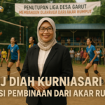 Hj Diah Kurniasari memimpin dialog tentang pengembangan Liga Desa Garut masa depan.