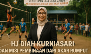 Hj Diah Kurniasari memimpin dialog tentang pengembangan Liga Desa Garut masa depan.