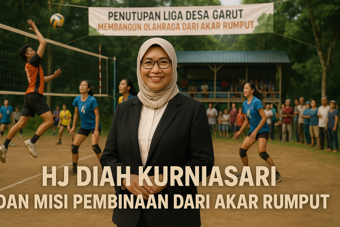 Hj Diah Kurniasari memimpin dialog tentang pengembangan Liga Desa Garut masa depan.