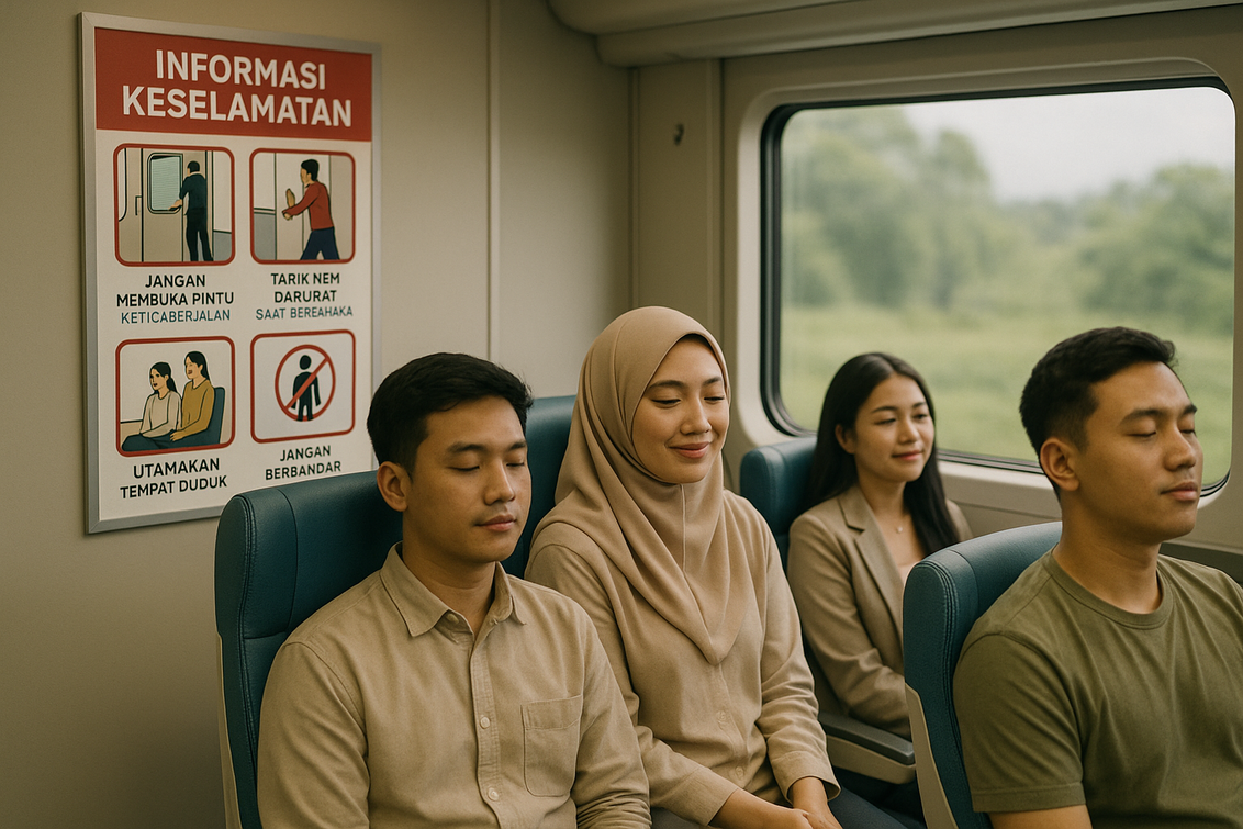 Nikmati perjalanan nyaman dan aman dengan kereta, tapi hindari buka pintu selama perjalanan!