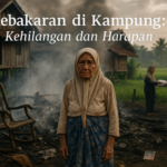 Kebakaran melanda rumah Emak Nonok, menambah duka di masa tuanya.
